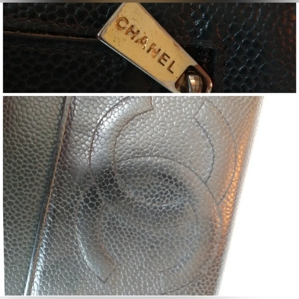 CHANEL Caviar Black Trifold Wallet